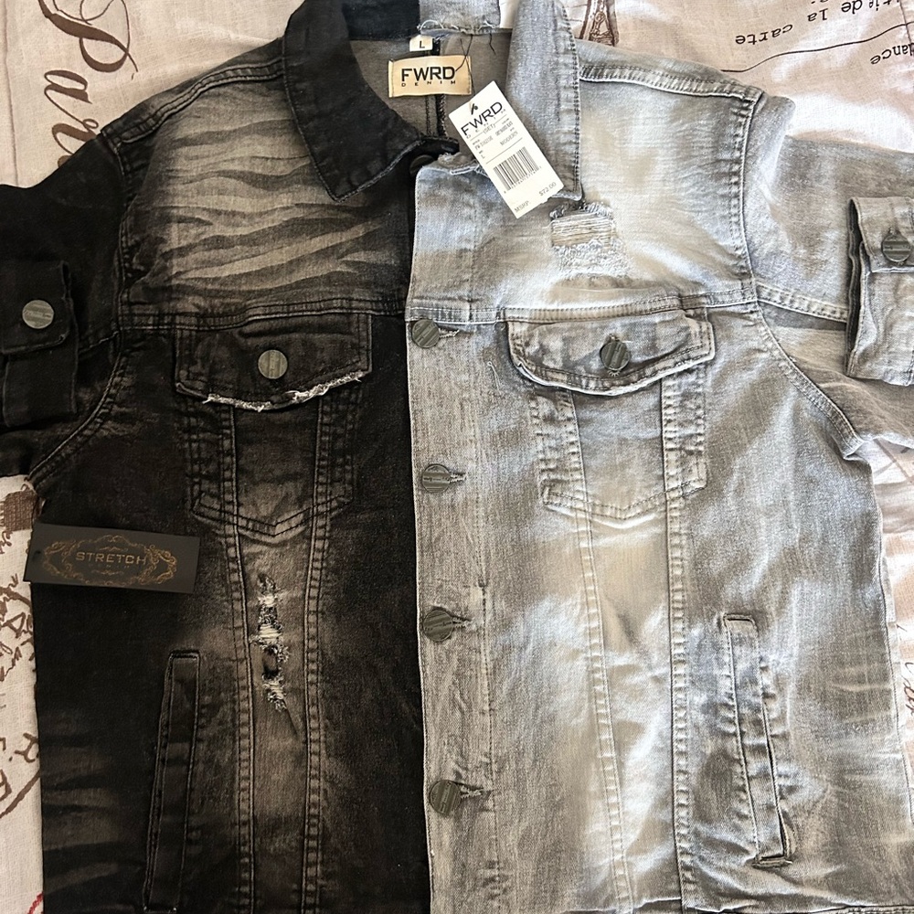 Two-Tone FWRD Black and Gray Denim Jacket
